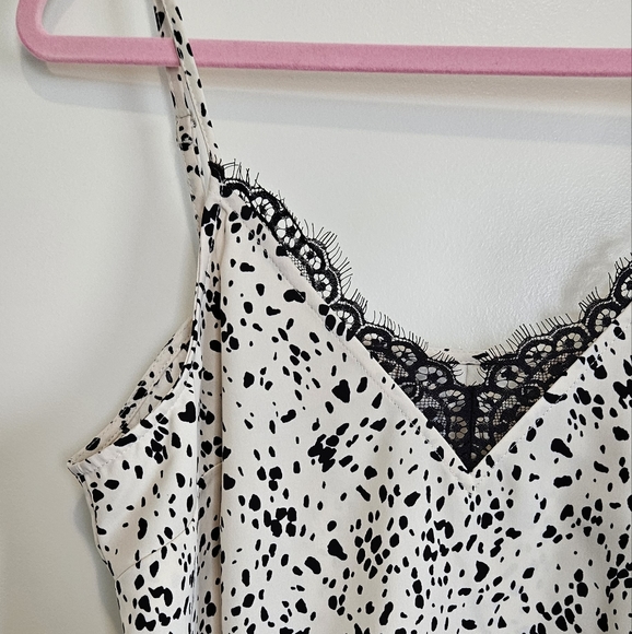 A New Day Spotted Lace Cami Blouse Cream Black Women's Size Large - Picture 3 of 9